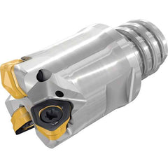 Iscar - Indexable High-Feed End Mills; Cutting Diameter (Inch): 0.4570 ; Cutting Diameter (Decimal Inch): 0.4570 ; Maximum Depth of Cut (mm): 0.60 ; Shank Type: Modular Connection ; Modular Connection Size: T10 ; Number of Cutter Inserts: 4 - Exact Tooling