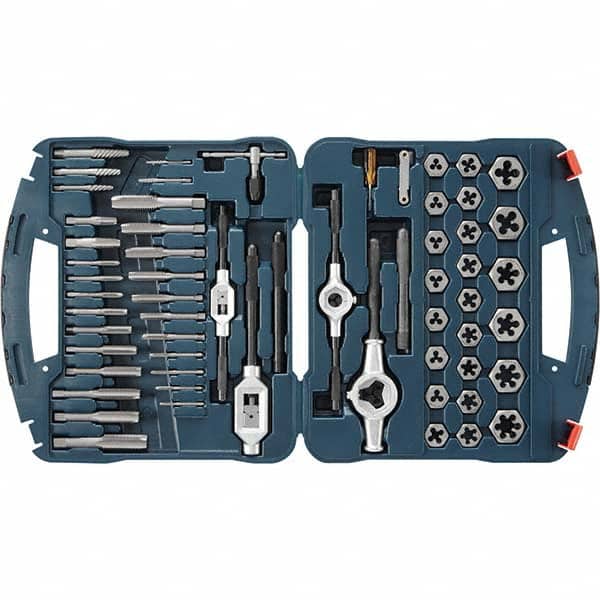 Bosch - Tap & Die Sets Minimum Tap Thread Size (Inch): 6-32 Maximum Tap Thread Size (Inch): 1/4-18 - Exact Tooling