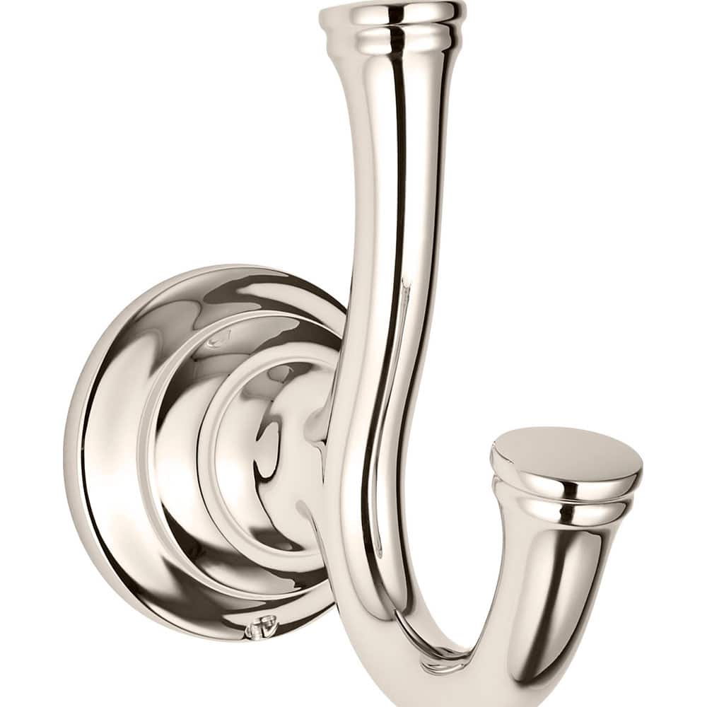 American Standard - Washroom Shelves, Soap Dishes & Towel Holders; Type: Double Robe Hook ; Material: Metal ; Length (Inch): 4 ; Width (Inch): 2-3/16 ; Depth (Inch): 4 ; Finish/Coating: Polished Nickel - Exact Tooling