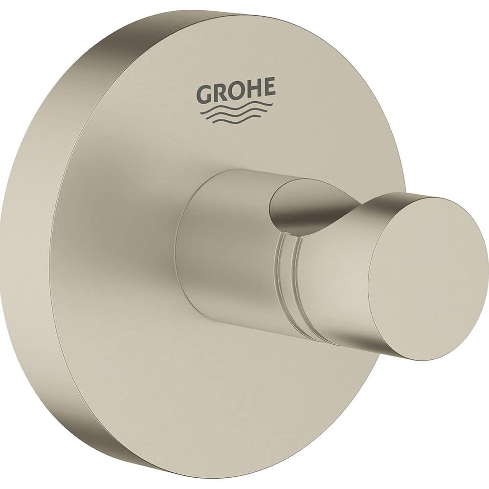 Grohe - Washroom Shelves, Soap Dishes & Towel Holders; Type: Robe Hook ; Material: Metal ; Length (Inch): 1-3/4 ; Width (Inch): 2-1/8 ; Depth (Inch): 1-3/4 ; Finish/Coating: Nickel - Exact Tooling