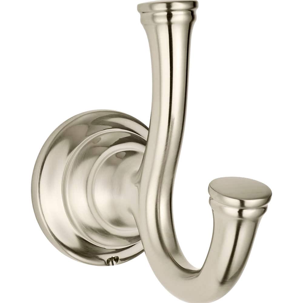 American Standard - Washroom Shelves, Soap Dishes & Towel Holders; Type: Double Robe Hook ; Material: Metal ; Length (Inch): 4 ; Width (Inch): 2-3/16 ; Depth (Inch): 4 ; Finish/Coating: Nickel - Exact Tooling