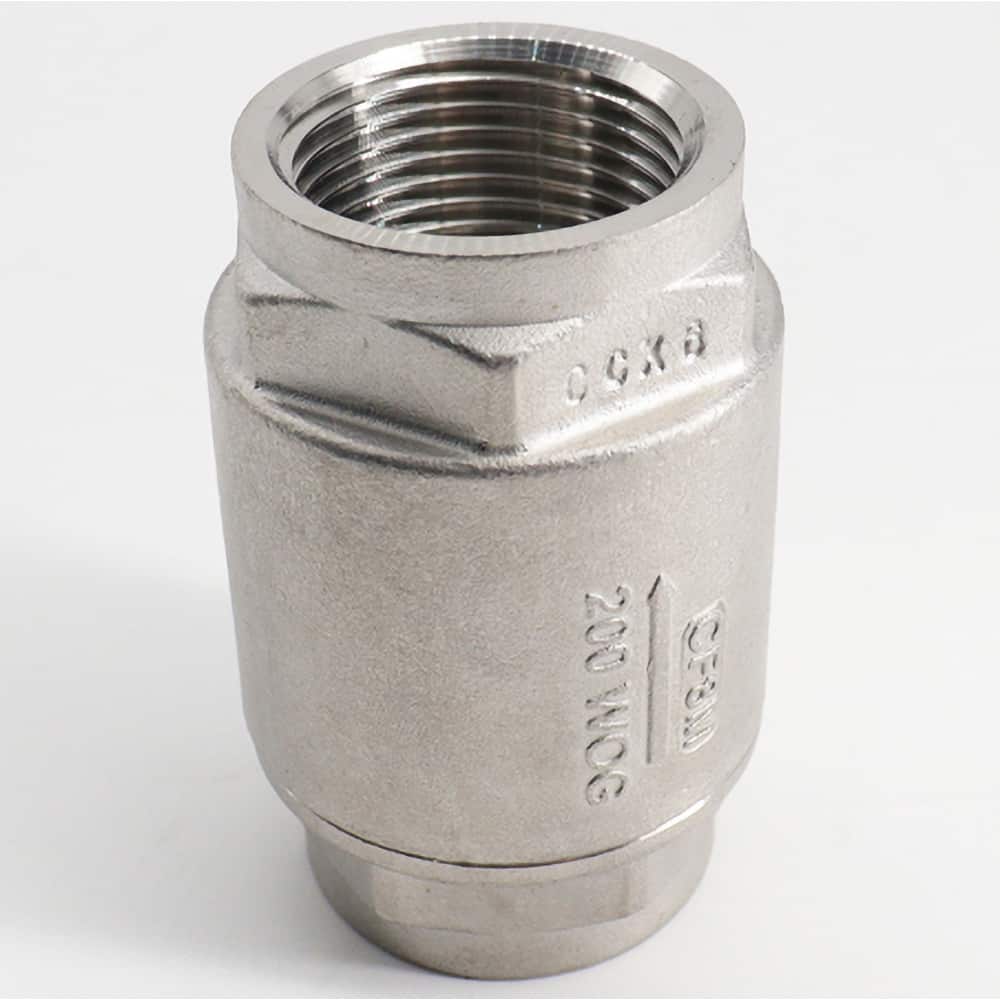 Guardian Worldwide - Check Valves; Design: Spring Check ; Pipe Size (Inch): 1-1/4 ; End Connections: FNPT x FNPT ; Material: Stainless Steel ; Material: Stainless Steel ; Seal Material: PTFE - Exact Tooling
