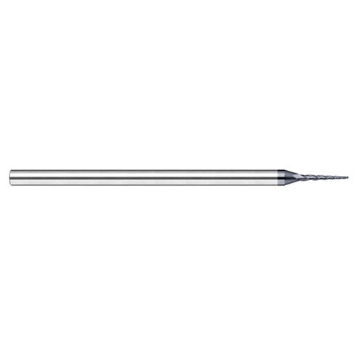 Miniature End Mills - Tapered Rib Cutters - 0.0600″ Cutter Diameter × 0.3120″ (5/16″) Length of Cut × 15° per side Carbide Tapered Square End Mill, 3 Flutes, AlTiN Nano Coated - Exact Tooling