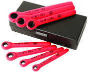 Insulated 7 Piece Metric Ratchet Wrench Set 8.0; 10.0; 12.0; 13.0; 14.0; 17.0; 19.0mm in Storage Case - Exact Tooling