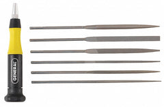 5-1/2" Swiss Pattern Needle File Set with Natural Finish; Number of Pieces: 6 - Exact Tooling