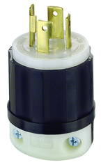 30 Amp; 125/250 Volt; NEMA L14-30P; 3P; 4W; Locking Plug; Industrial Grade; Grounding - Black-White - Exact Tooling