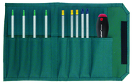 10 Piece - Drive-Loc VI Interchangeable Set - #28199 - Includes: Torx® T6 x T8; T7 x T9; T10 x T15; T20 x T25; Slotted 4.0; 6.0; Phillips #1 #2; Hex 3/32 x 7/64; 1/8 x 9/64; 5/32 x 3/16 - Canvas Pouch - Exact Tooling