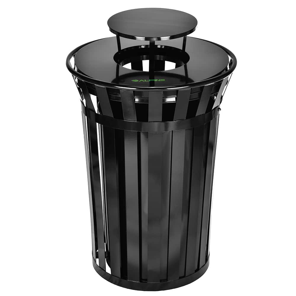 Alpine Industries - Trash Cans & Recycling Containers; Type: Trash Can ; Container Shape: Round ; Container Size: 38 gal ; Container Graphics: None ; Color: Black ; Finish: Smooth - Exact Tooling
