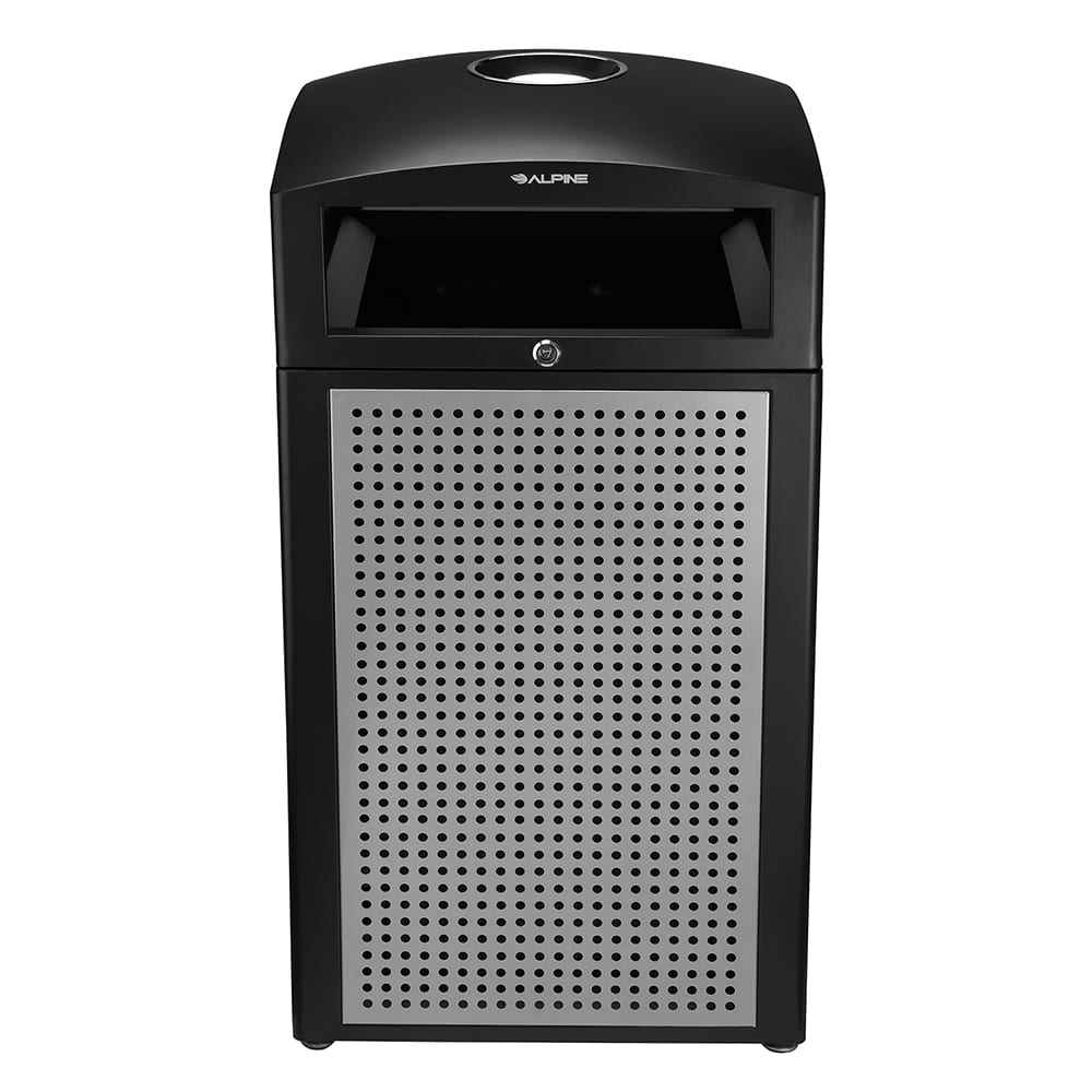 Alpine Industries - Trash Cans & Recycling Containers; Type: Trash Can ; Container Shape: Round ; Container Size: 40 gal. ; Container Graphics: None ; Color: Silver ; Finish: Smooth - Exact Tooling