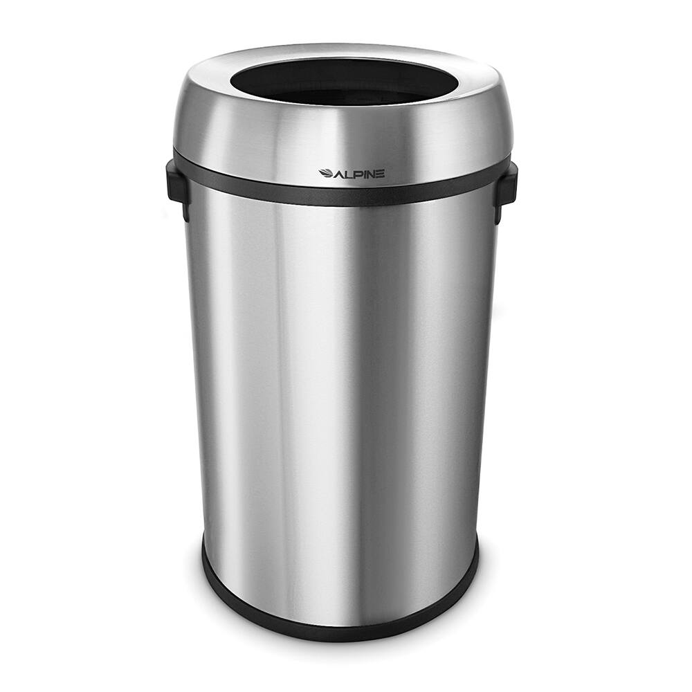 Alpine Industries - Trash Cans & Recycling Containers; Type: Trash Can ; Container Shape: Round ; Container Size: 40 L ; Container Graphics: None ; Color: Black ; Finish: Smooth - Exact Tooling