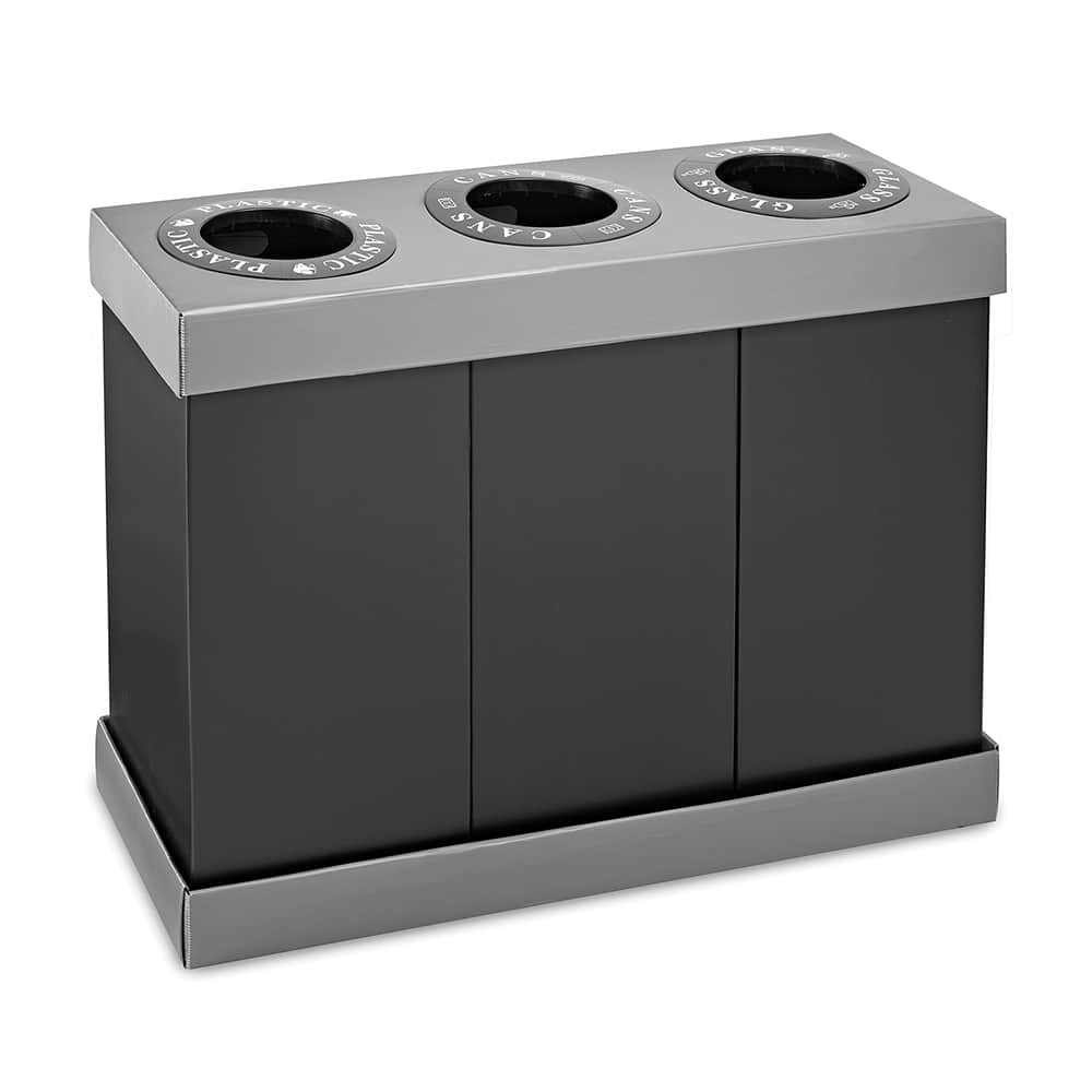 Alpine Industries - Trash Cans & Recycling Containers; Type: Recycling Center ; Container Shape: Rectangle ; Container Size: 28 gal ; Container Graphics: None ; Color: Black ; Finish: Black - Exact Tooling