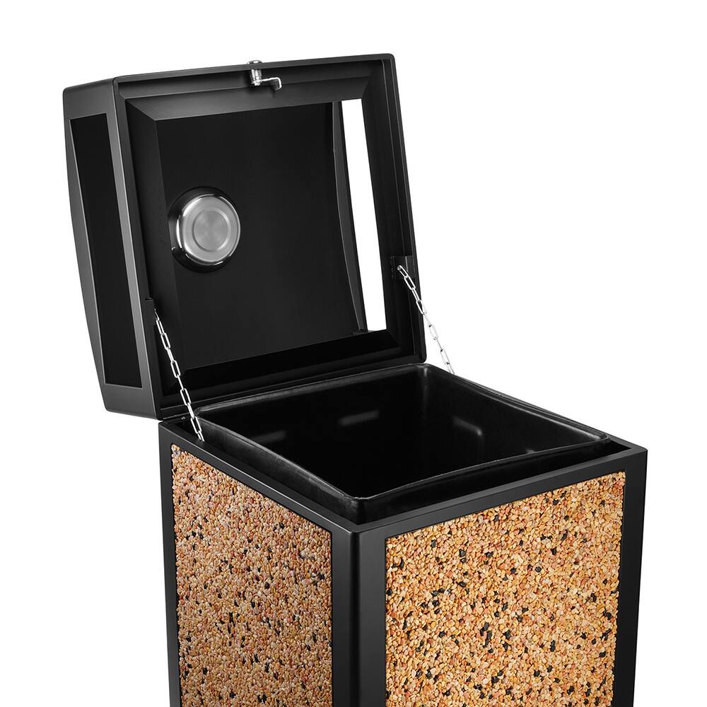 Alpine Industries - Trash Cans & Recycling Containers; Type: Trash Can ; Container Shape: Square ; Container Size: 40 gal ; Container Graphics: None ; Color: Stone ; Finish: Powder Coated - Exact Tooling