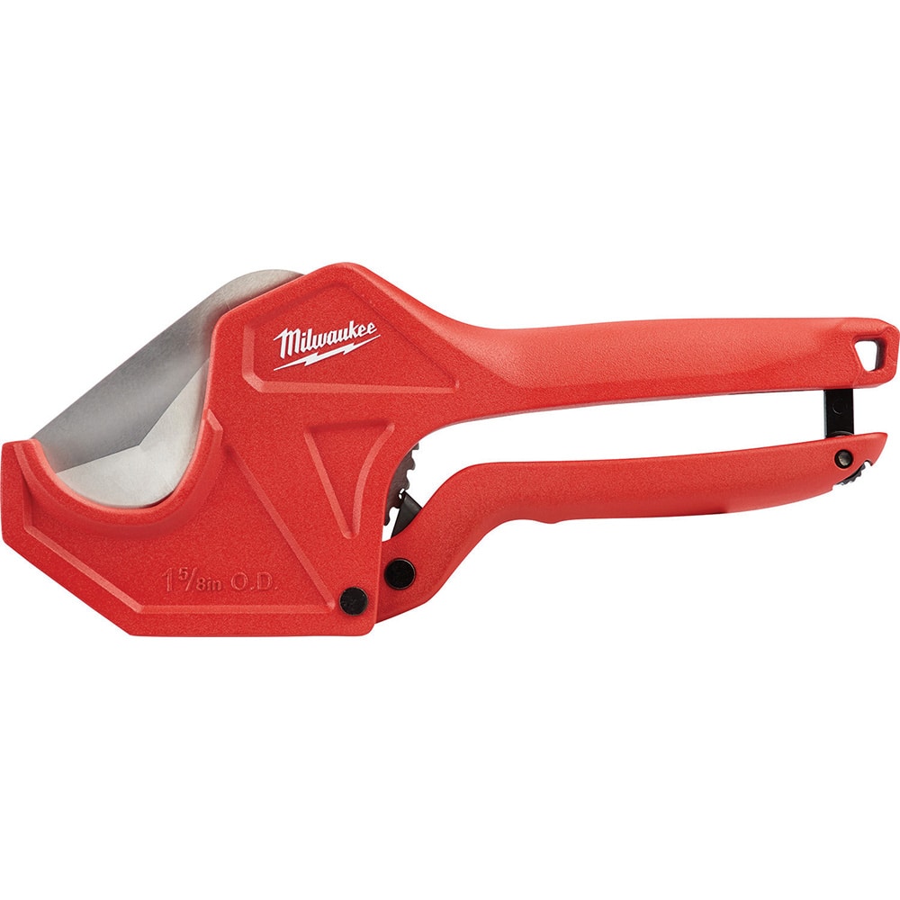 Milwaukee Tool - Pipe & Tube Cutters; Type: Ratcheting Pipe Cutter ; Maximum Pipe Capacity (Inch): 1-5/8 ; Minimum Pipe Capacity: 1/8 (Inch); Cuts Material Type: PVC ; Overall Length (Inch): 12-1/4 ; Battery Included: No - Exact Tooling