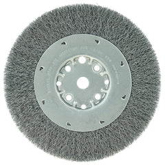 Weiler - Wheel Brushes; Outside Diameter (Inch): 8 ; Arbor Hole Thread Size: 5/8 ; Wire Type: Crimped Wire ; Fill Material: Steel ; Face Width (Inch): 5/8 ; Trim Length (Inch): 1-1/2 - Exact Tooling