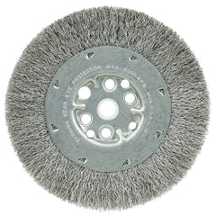 Weiler - Wheel Brushes; Outside Diameter (Inch): 6 ; Arbor Hole Thread Size: 5/8 ; Wire Type: Crimped Wire ; Fill Material: Stainless Steel ; Face Width (Inch): 3/4 ; Trim Length (Inch): 1-1/8 - Exact Tooling