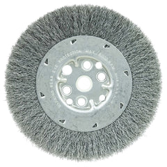 Weiler - Wheel Brushes; Outside Diameter (Inch): 6 ; Arbor Hole Thread Size: 5/8 ; Wire Type: Crimped Wire ; Fill Material: Steel ; Face Width (Inch): 3/4 ; Trim Length (Inch): 1-1/8 - Exact Tooling