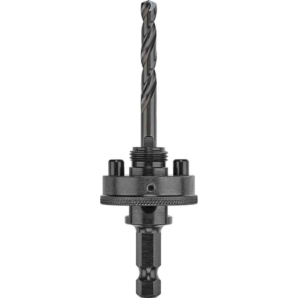 DeWALT - Hole-Cutting Tool Arbors; Tool Compatibility: Hole Saws ; Minimum Tool Diameter Compatibility (Inch): 9/16 ; Maximum Tool Diameter Compatibility (Inch): 1-3/16 ; Shank Type: Hex ; Shank Cross-Section Shape: Hex ; Integral Pilot Type: None - Exact Tooling