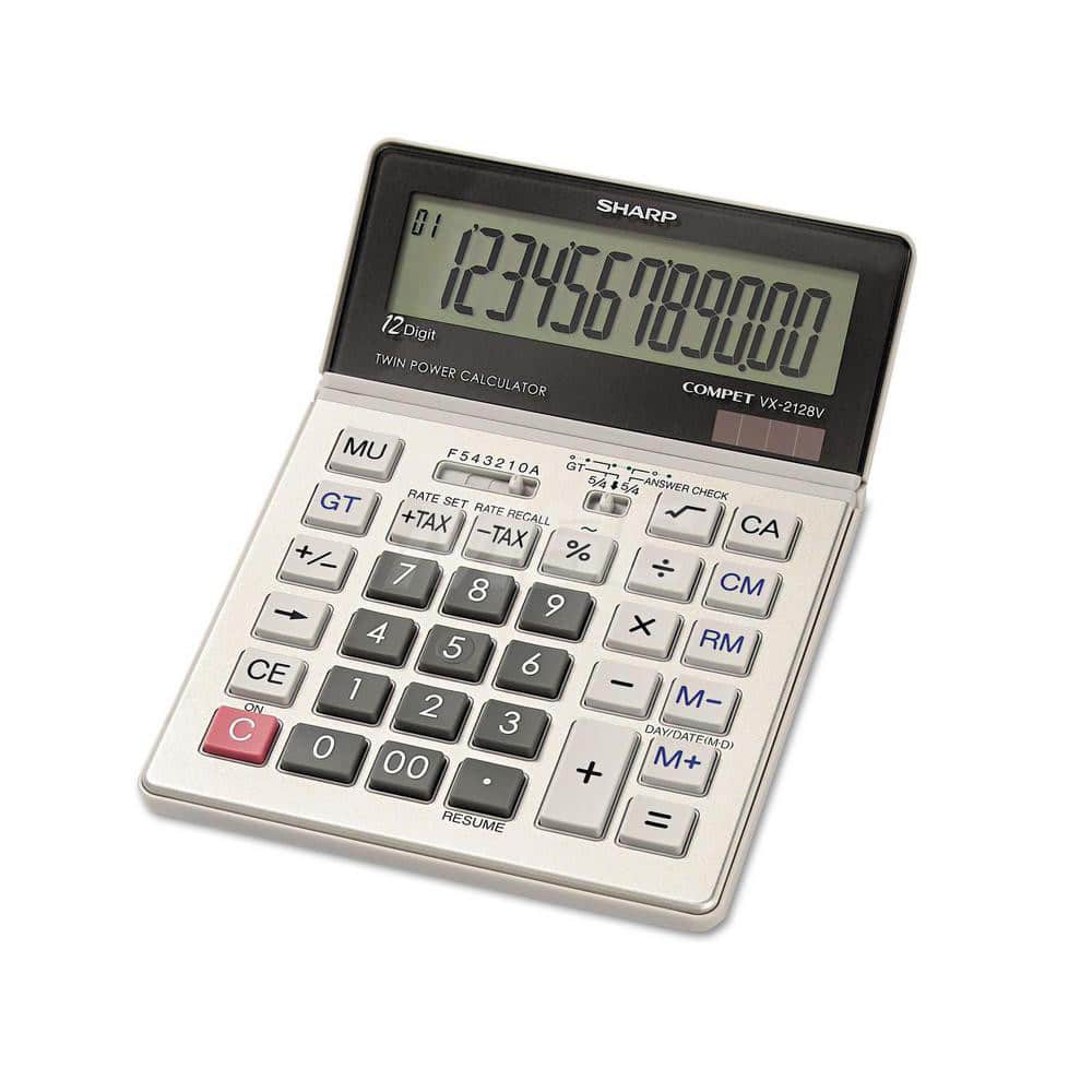 Victor - Calculators; Type: Desktop Calculator ; Type of Power: Battery; Solar ; Display Type: 12-Digit LCD ; Color: Silver ; Display Size: 22mm ; Width (Decimal Inch): 5.5000 - Exact Tooling