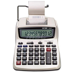 Victor - Calculators; Type: Printing Calculator ; Type of Power: AC/DC; 4 AA Batteries ; Display Type: 12-Digit LCD ; Color: White; Black; Red ; Display Size: 15mm ; Width (Decimal Inch): 7.5000 - Exact Tooling