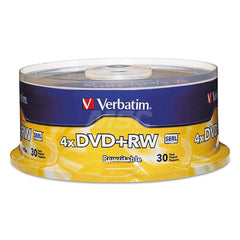 Verbatim - Office Machine Supplies & Accessories; Office Machine/Equipment Accessory Type: DVD+RW Discs ; For Use With: DVD-ROM Drives & DVD Video Players ; Color: Silver - Exact Tooling