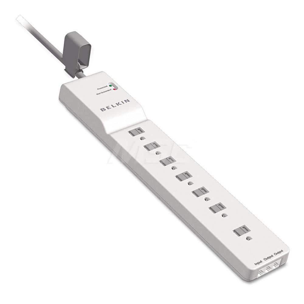 Belkin - Power Outlet Strips; Amperage: 15 ; Voltage: 125 ; Number of Outlets: 7 ; Material: Plastic ; Mounting Type: Floor ; Cord Length (Feet): 6 - Exact Tooling