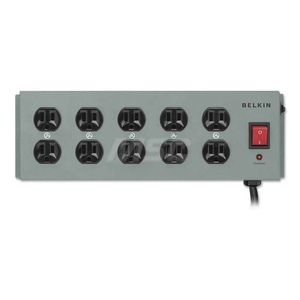 Belkin - Power Outlet Strips; Amperage: 15 ; Voltage: 330 ; Number of Outlets: 10 ; Material: Metal ; Mounting Type: Floor ; Cord Length (Feet): 15 - Exact Tooling