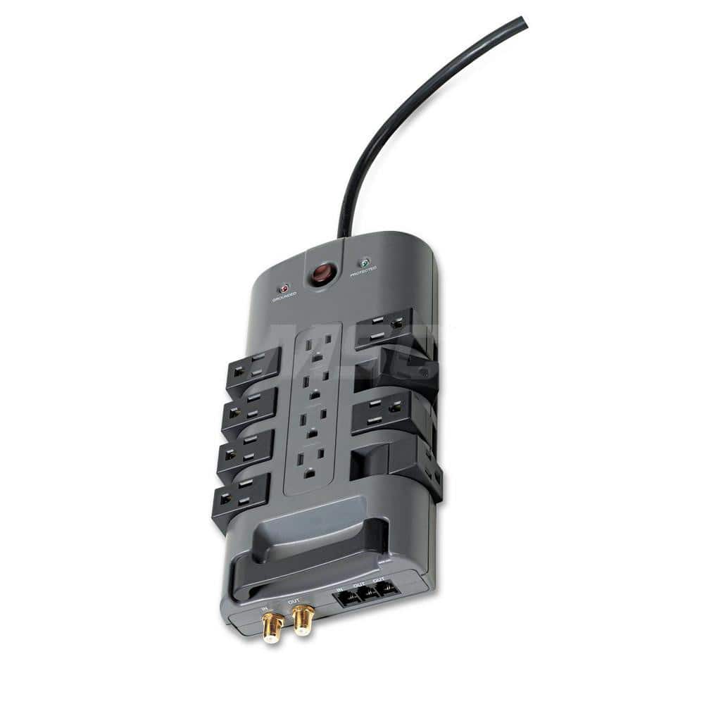 Belkin - Power Outlet Strips; Amperage: 15 ; Voltage: 125 ; Number of Outlets: 12 ; Material: Plastic ; Mounting Type: Floor ; Cord Length (Feet): 8 - Exact Tooling