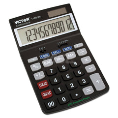 Victor - Calculators; Type: Desktop Calculator ; Type of Power: Battery; Solar ; Display Type: 12-Digit LCD ; Color: Black ; Display Size: 16mm ; Width (Decimal Inch): 4.3000 - Exact Tooling