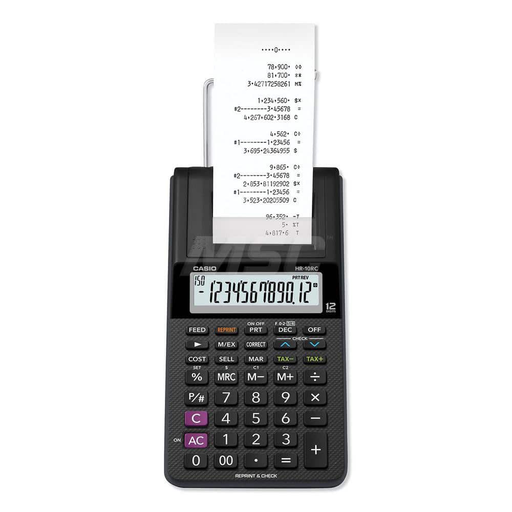 Casio - Calculators; Type: Desktop Calculator ; Type of Power: AC ; Display Type: 12-Digit LCD ; Color: Black ; Display Size: 12mm ; Width (Inch): 4 - Exact Tooling