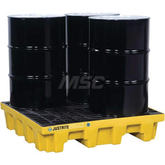 Justrite - Spill Pallets, Platforms, Sumps & Basins; Type: EcoPolyBlend? Spill Control Pallets ; Number of Drums: 4 ; Sump Capacity (Gal.): 73.00 ; Load Capacity (Lb.): 5000.000 ; Material: Polyethylene ; Height (Inch): 10.25 - Exact Tooling