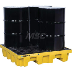 Justrite - Spill Pallets, Platforms, Sumps & Basins; Type: EcoPolyBlend? Spill Control Pallets ; Number of Drums: 4 ; Sump Capacity (Gal.): 73.00 ; Load Capacity (Lb.): 5000.000 ; Material: Polyethylene ; Height (Inch): 10.25 - Exact Tooling