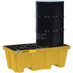 Justrite - Spill Pallets, Platforms, Sumps & Basins; Type: EcoPolyBlend? Spill Control Pallets ; Number of Drums: 2 ; Sump Capacity (Gal.): 66.00 ; Load Capacity (Lb.): 2500.000 ; Material: Polyethylene ; Height (Inch): 18 - Exact Tooling