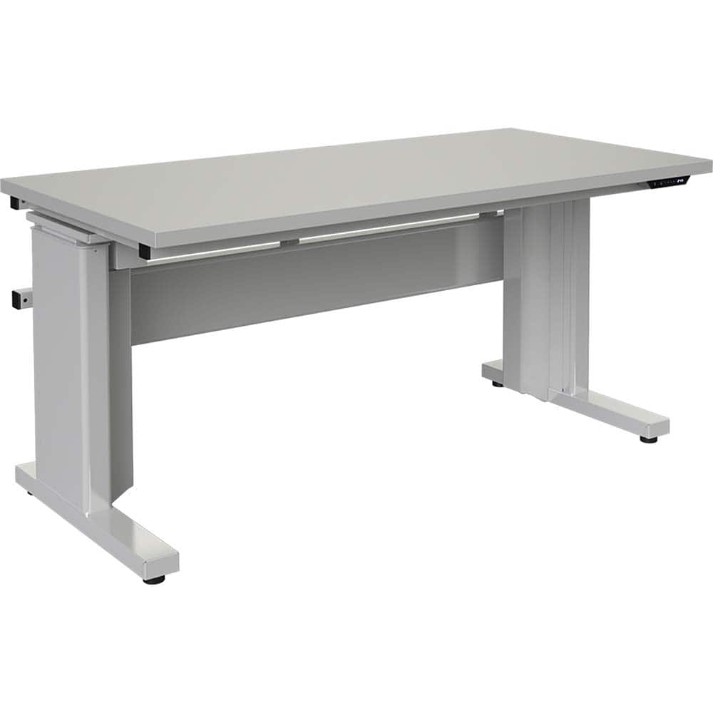 BOSTONtec - Stationary Work Benches, Tables; Type: Electric Height Adjustable Workstation ; Top Material: Laminate ; Width (Inch): 60 ; Depth (Inch): 30 ; Maximum Height (Inch): 44 ; Leg Style: Adjustable Height; C-Leg (Cantilever); Motor Height Adjustme - Exact Tooling