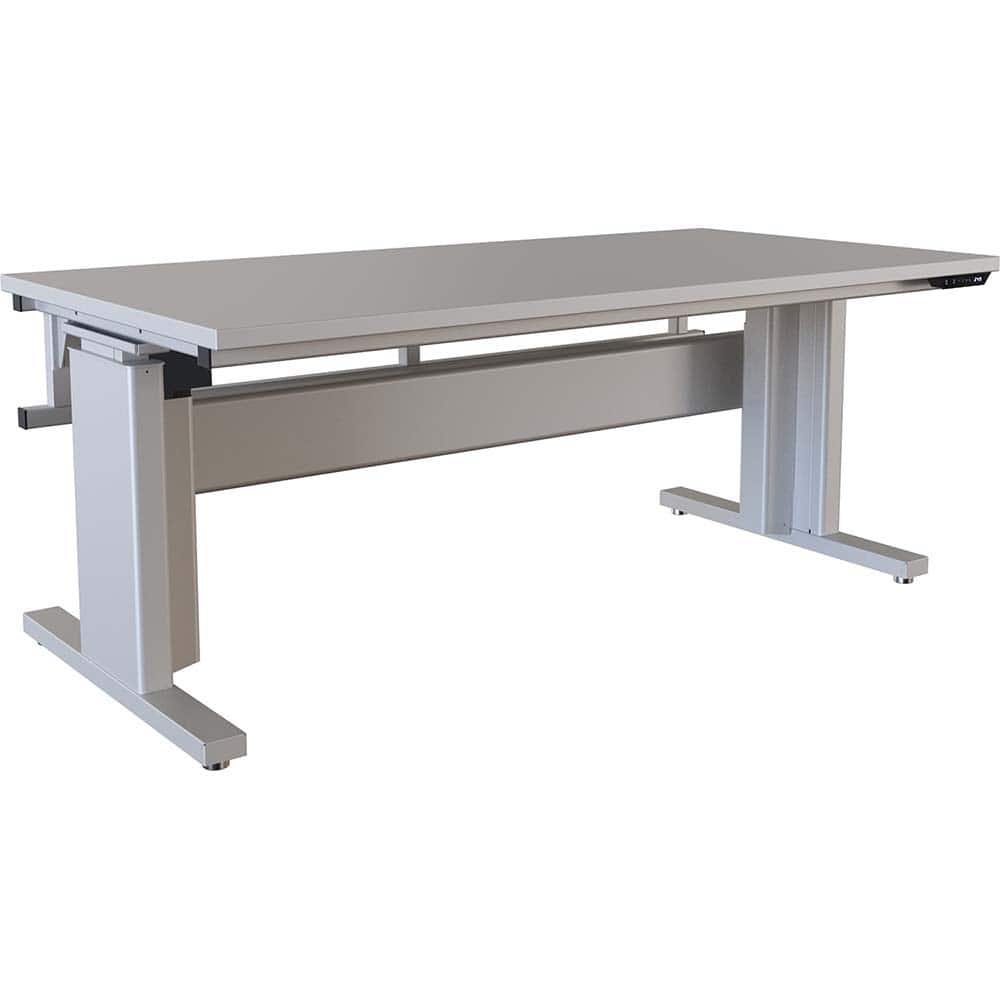 BOSTONtec - Stationary Work Benches, Tables; Type: Electric Height Adjustable Workstation ; Top Material: Laminate ; Width (Inch): 72 ; Depth (Inch): 36 ; Maximum Height (Inch): 44 ; Leg Style: Adjustable Height; C-Leg (Cantilever); Motor Height Adjustme - Exact Tooling