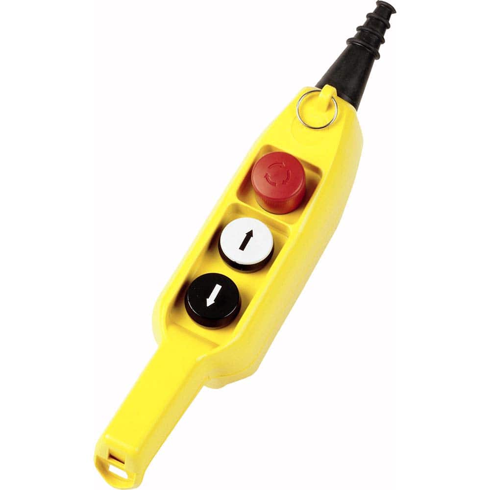 Automation Systems Interconnect - Pushbutton Switch Accessories; Switch Accessory Type: Pushbutton Operator; Emergency Stop ; For Use With: Hoists; Cranes ; Pushbutton Type: Flush ; Pushbutton Shape: Round ; Color: Yellow ; Operator Illumination: NonIllu - Exact Tooling