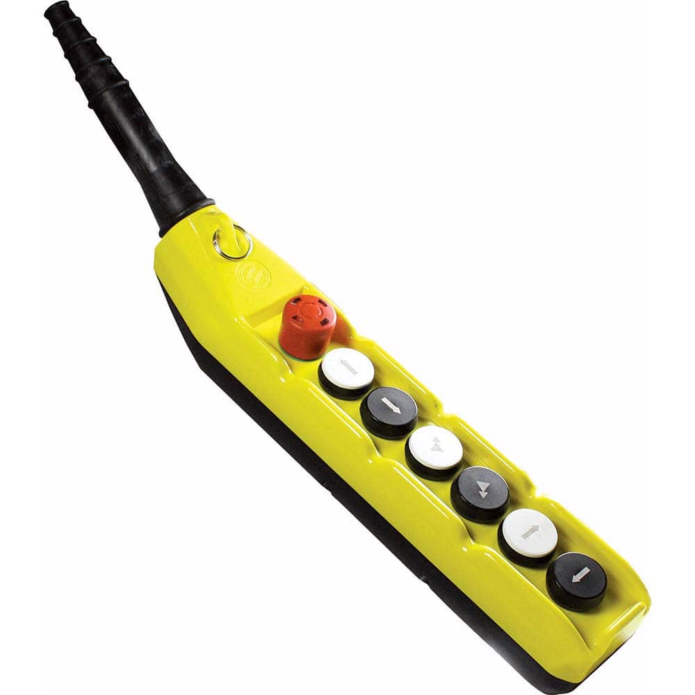 Automation Systems Interconnect - Pushbutton Switch Accessories; Switch Accessory Type: Pushbutton Operator; Emergency Stop ; For Use With: Hoists; Cranes ; Pushbutton Type: Flush ; Pushbutton Shape: Round ; Color: Yellow ; Operator Illumination: NonIllu - Exact Tooling