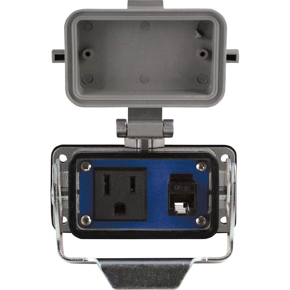 Automation Systems Interconnect - Data Port Receptacles; Receptacle Configuration: Ethernet ; Number of Ports: 1 ; Number of Power Receptacles: 1 ; Number of Switches: 0 ; Mounting Type: Base Mount ; Color: Gray - Exact Tooling