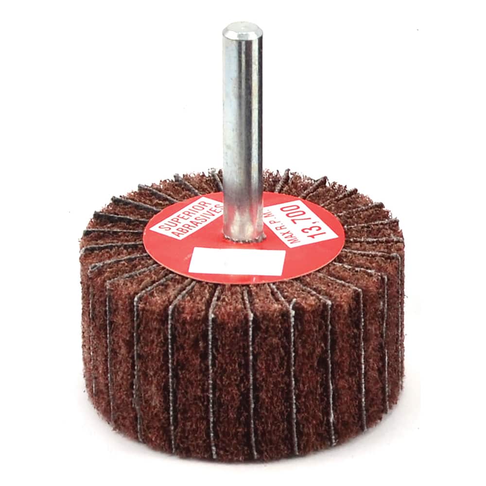 Superior Abrasives - Mounted Flap Wheels; Abrasive Type: Non-Woven ; Outside Diameter (Inch): 1 ; Face Width (Inch): 1 ; Abrasive Material: Aluminum Oxide ; Grit: 180 ; Mounting Type: 1/4" Shank - Exact Tooling