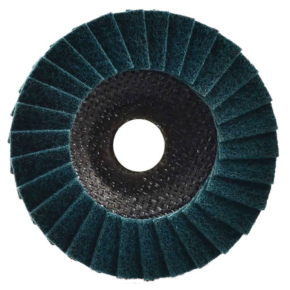 Superior Abrasives - Flap Discs; Abrasive Type: Non-Woven ; Flap Disc Type: Type 27 ; Disc Diameter (Inch): 4-1/2 ; Abrasive Material: Aluminum Oxide ; Grade: Very Fine ; Attaching System: Arbor - Exact Tooling