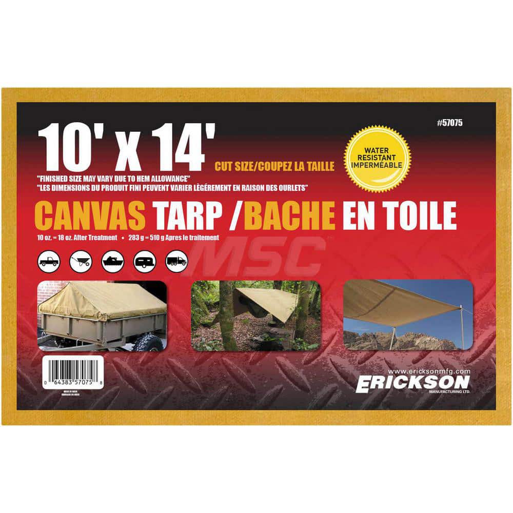 Erickson Manufacturing - Tarps & Dust Covers; Material: Canvas ; Width (Feet): 10.00 ; Grommet: Yes ; Color: Beige ; Length: 14 ; Additional Information: Finished Size May Vary Due to Hem Allowance - Exact Tooling