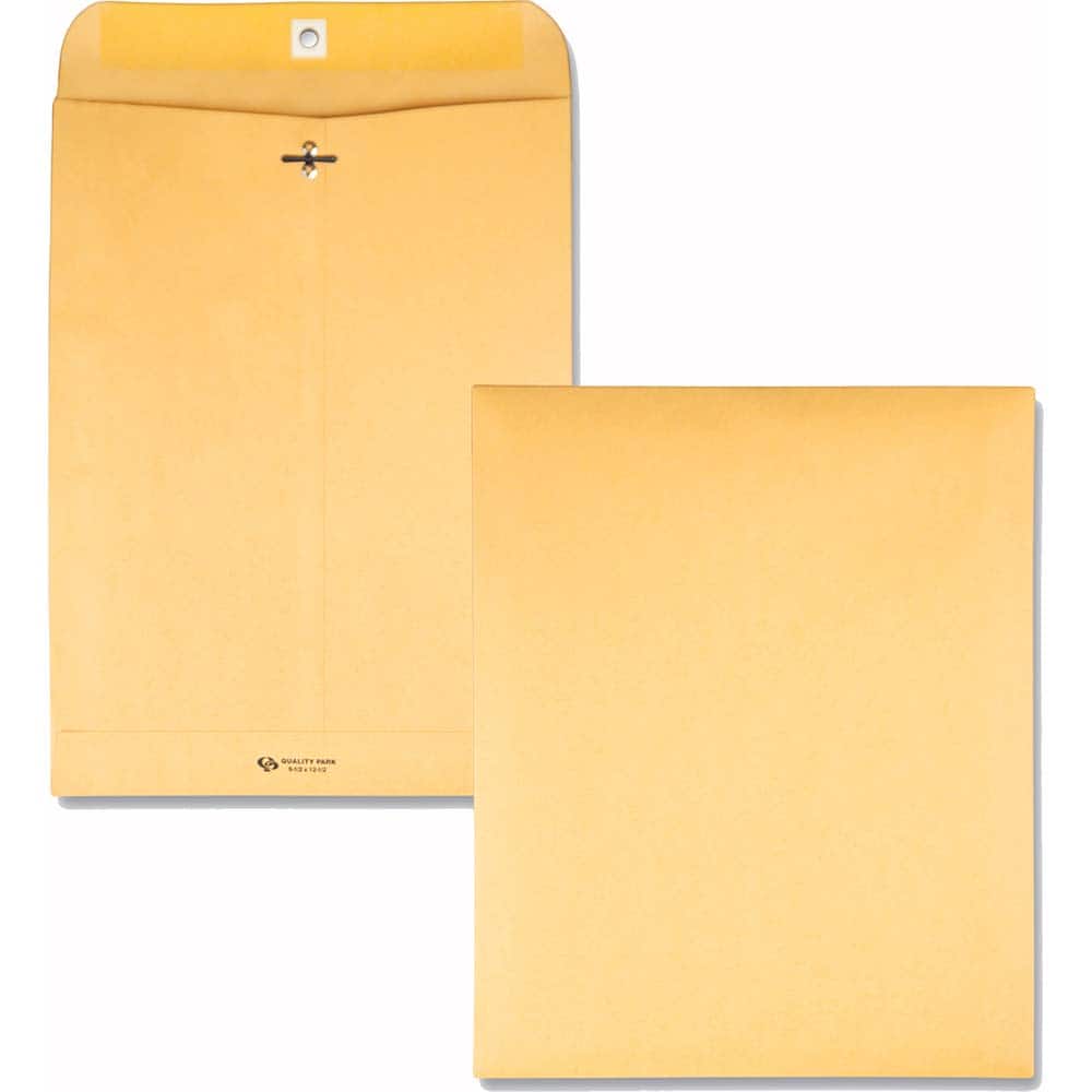 Quality Park - Mailers, Sheets & Envelopes; Type: Clasp Envelope ; Style: Clasp w/Gummed Flap ; Width (Inch): 12-1/2 ; Length (Inch): 9-1/2 ; Box Quantity: 100 ; Size: 9.5 x 12.5 - Exact Tooling