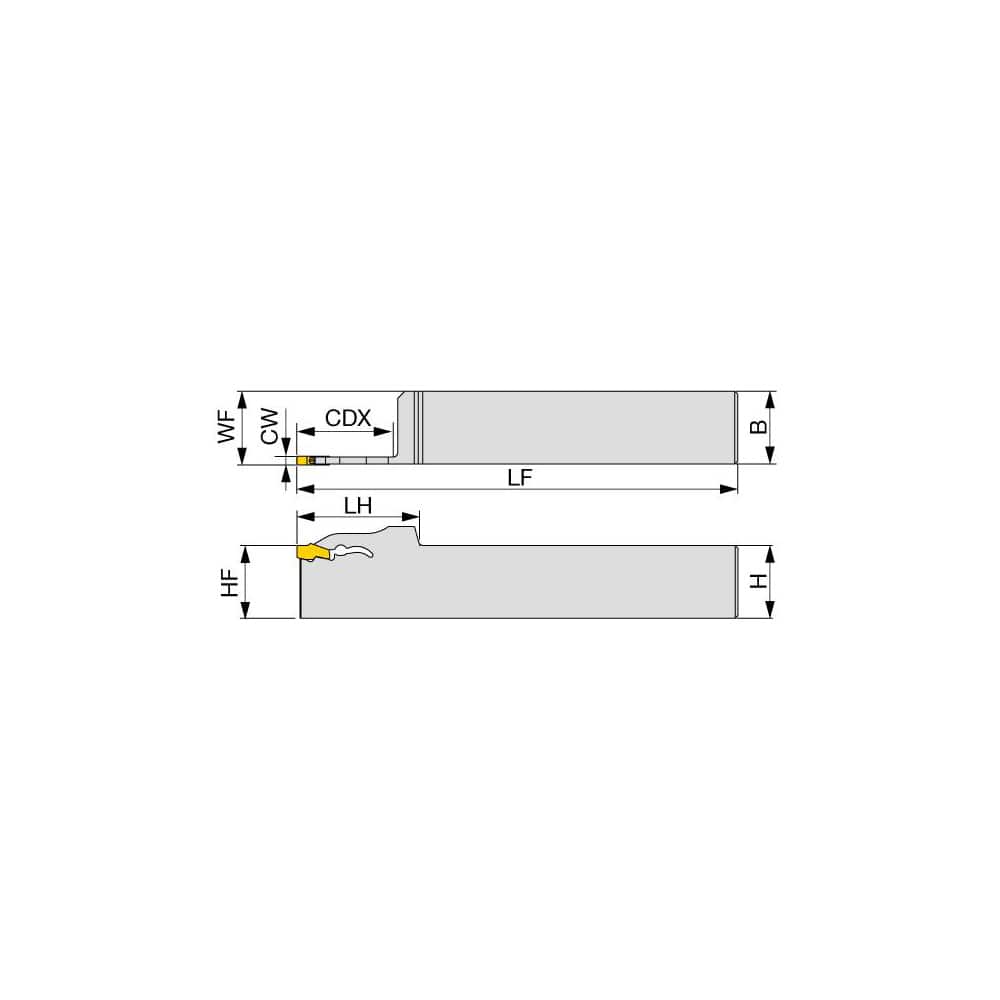 Indexable Grooving Toolholder: QSER2525-3T33, Uses 3 Inserts, No