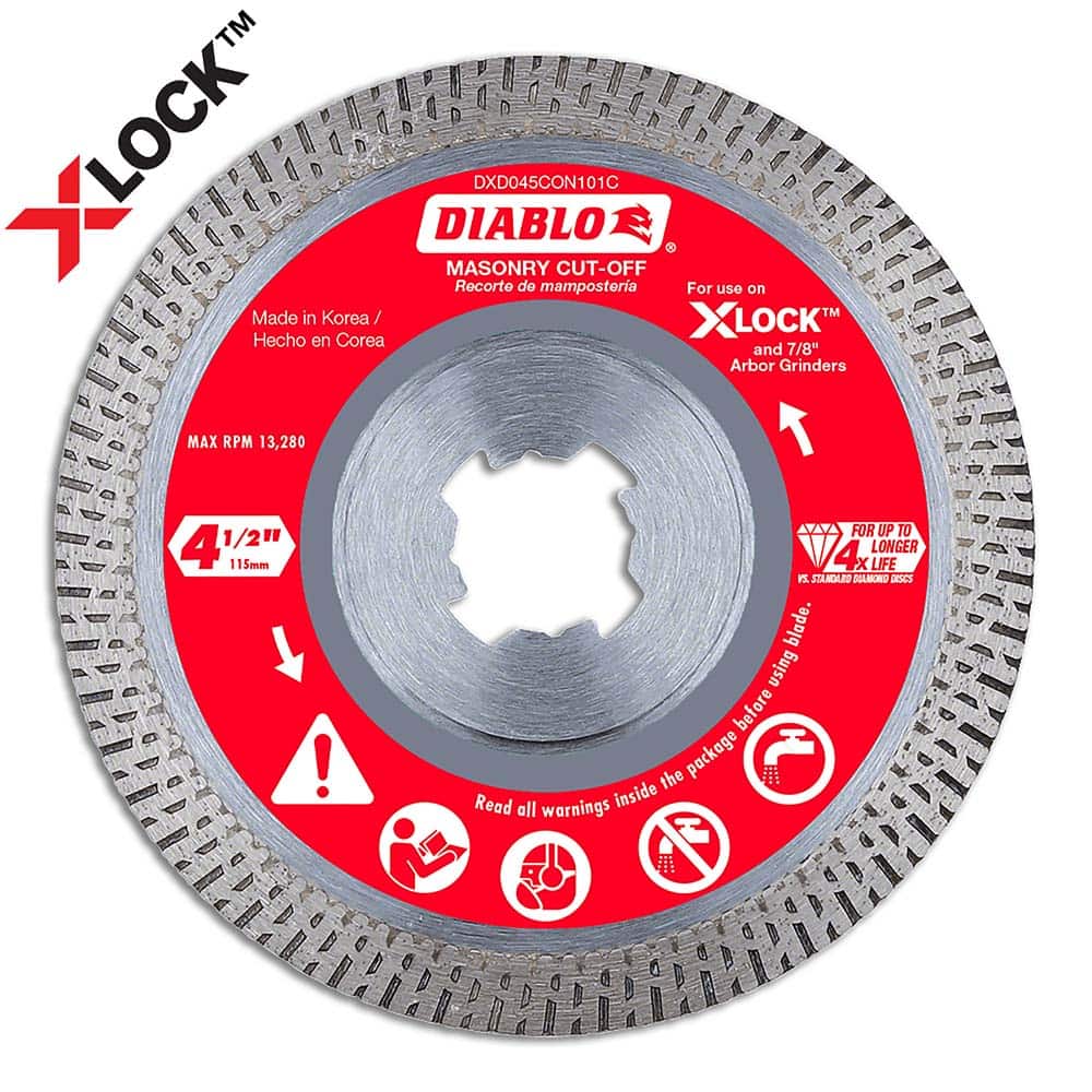 Freud - Wet & Dry-Cut Saw Blades; Blade Diameter (Inch): 4-1/2 ; Blade Material: Diamond-Tipped ; Arbor Style: X-LOCK ; Arbor Hole Diameter (Inch): 7/8 ; Arbor Hole Diameter (Decimal Inch): 7/8 ; Application: Cutting Masonry - Exact Tooling