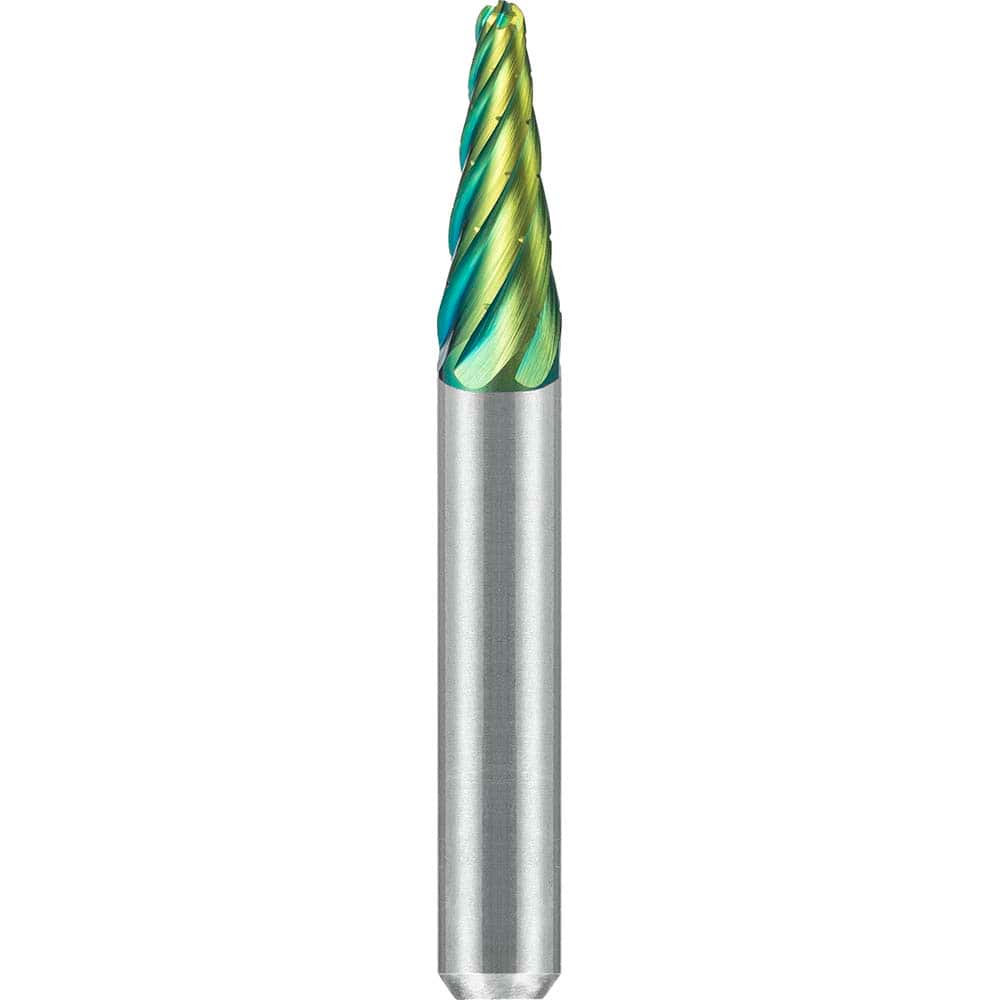 SGS Pro - SL-1, 1/4" Cut Diam, 1/4" Shank Length, NG6, Tungsten Carbide Taper Burr with Radius End - Exact Tooling