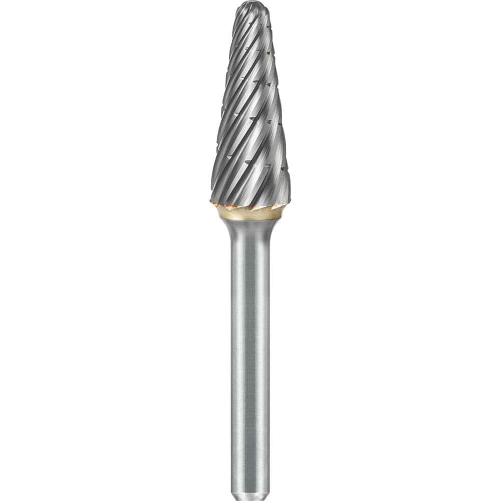 SGS Pro - SL-4, 1/2" Cut Diam, 1/4" Shank Length, NG6, Tungsten Carbide Taper Burr with Radius End - Exact Tooling