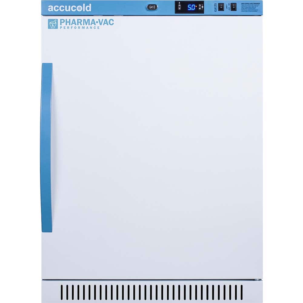 Accucold - Laboratory Refrigerators and Freezers; Type: Pharmacy, Medical-Laboratory Refrigerator ; Volume Capacity: 6 Cu. Ft. ; Minimum Temperature (C): 2.00 ; Maximum Temperature (C): 8.00 ; Width (Inch): 23.38 ; Depth (Inch): 24.38 - Exact Tooling