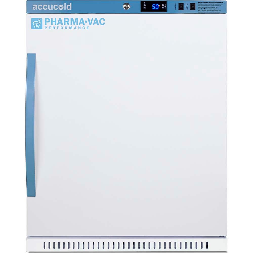 Accucold - Laboratory Refrigerators and Freezers; Type: Pharmacy, Medical-Laboratory Refrigerator ; Volume Capacity: 6 Cu. Ft. ; Minimum Temperature (C): 2.00 ; Maximum Temperature (C): 8.00 ; Width (Inch): 23.38 ; Depth (Inch): 24.38 - Exact Tooling