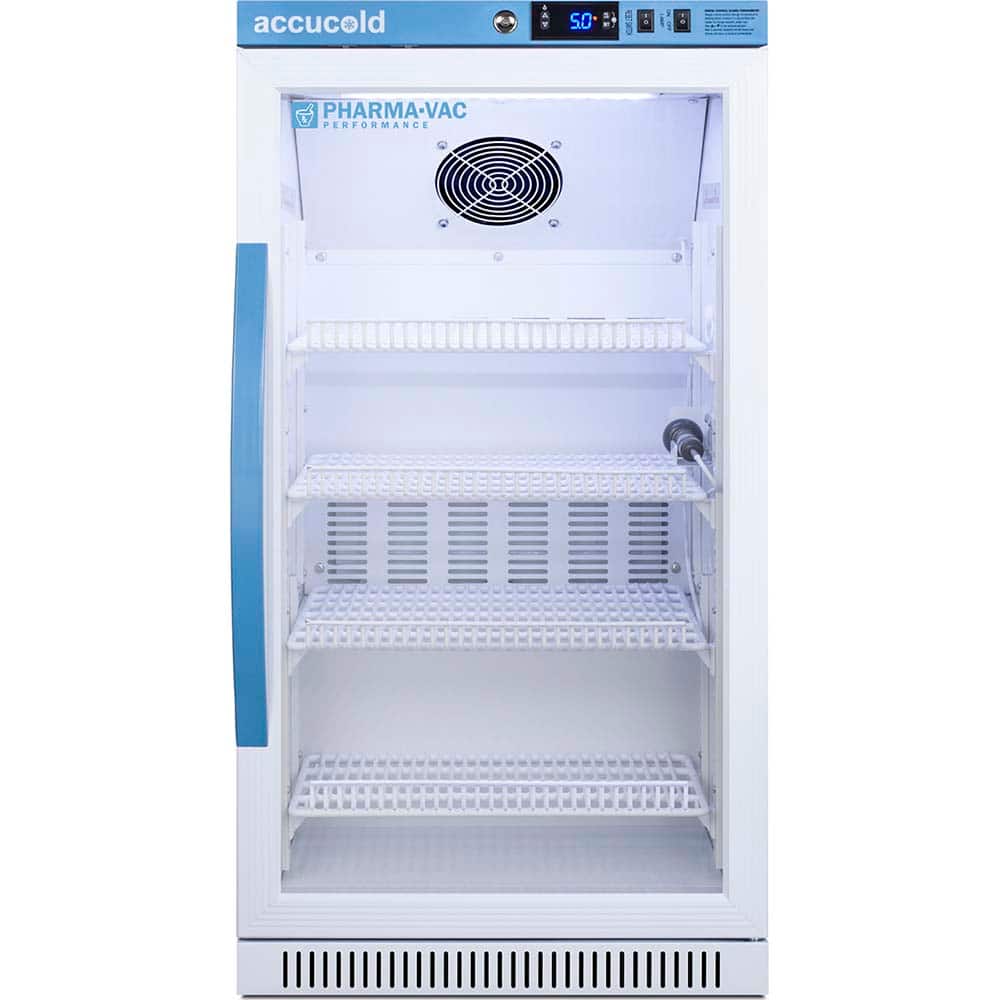Accucold - Laboratory Refrigerators and Freezers; Type: Pharmacy, Medical-Laboratory Refrigerator ; Volume Capacity: 3 Cu. Ft. ; Minimum Temperature (C): 2.00 ; Maximum Temperature (C): 8.00 ; Width (Inch): 18.5 ; Depth (Inch): 17.75 - Exact Tooling