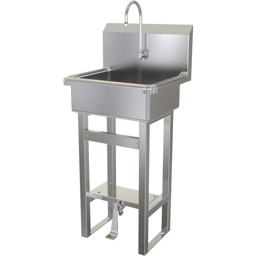 SANI-LAV - Sinks; Type: Hands-Free Floor Mounted Wash Sink ; Outside Length: 20 (Inch); Outside Width: 17-1/2 (Inch); Outside Height: 43-1/2 (Inch); Inside Length: 17 (Inch); Inside Width: 14 (Inch) - Exact Tooling