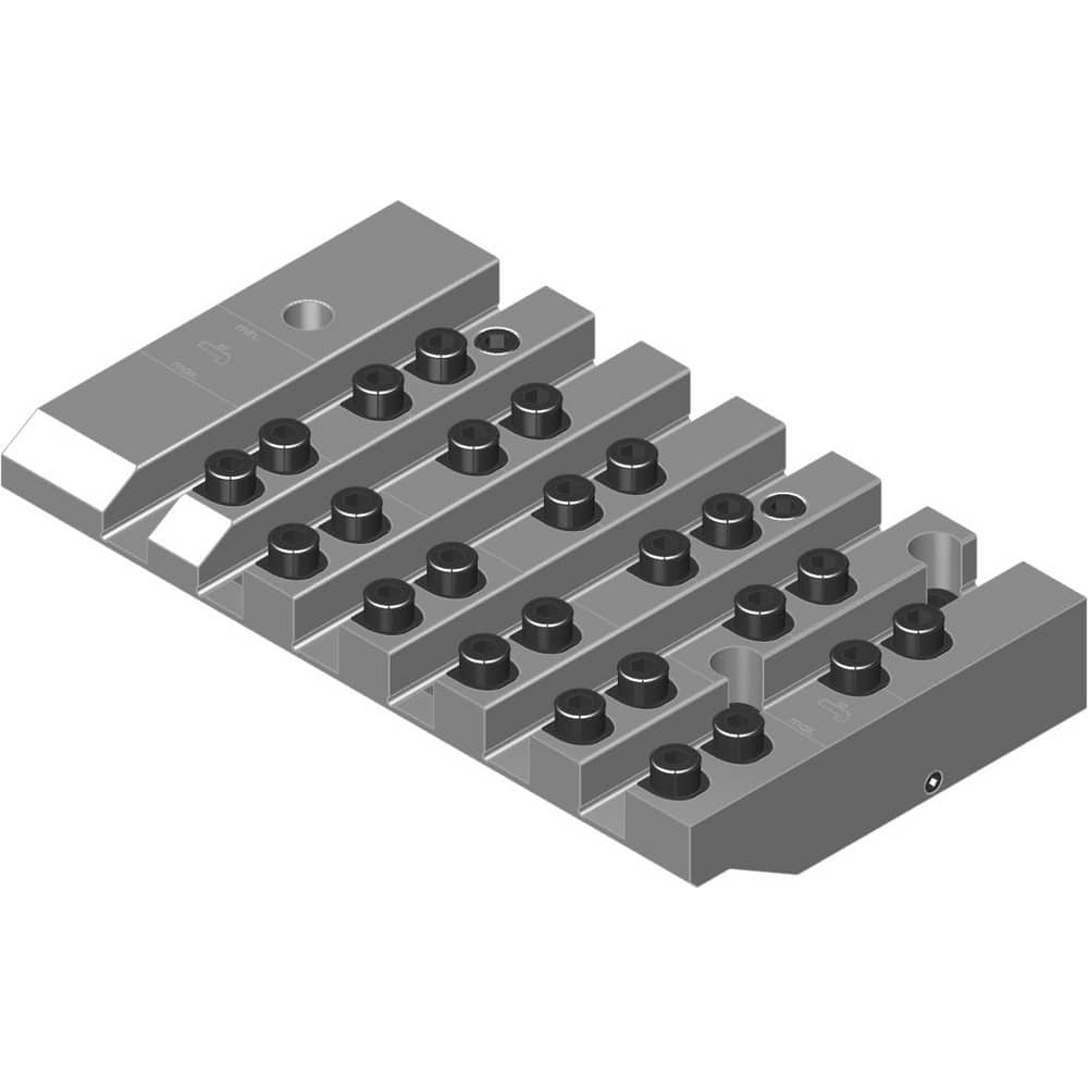 Swiss Gang Plates; Machine Compatibility: STAR; For Use With: STAR SR16; Number of Stations: 6; Quick Change: Yes; Material: Alloy Steel; Station Size: 6x12mm; Additional Information: Only ARNO split-shank ™FAST CHANGE ™ tool holders and fixed stops (wit